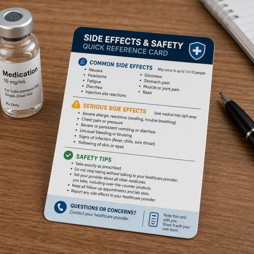 Side Effects and Safety Quick Reference Card