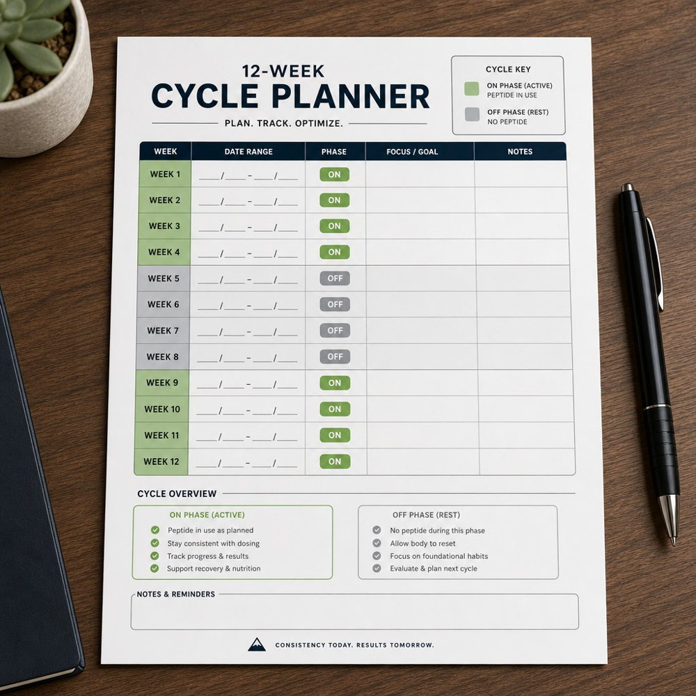 12-Week Cycle Planner with on/off visualization