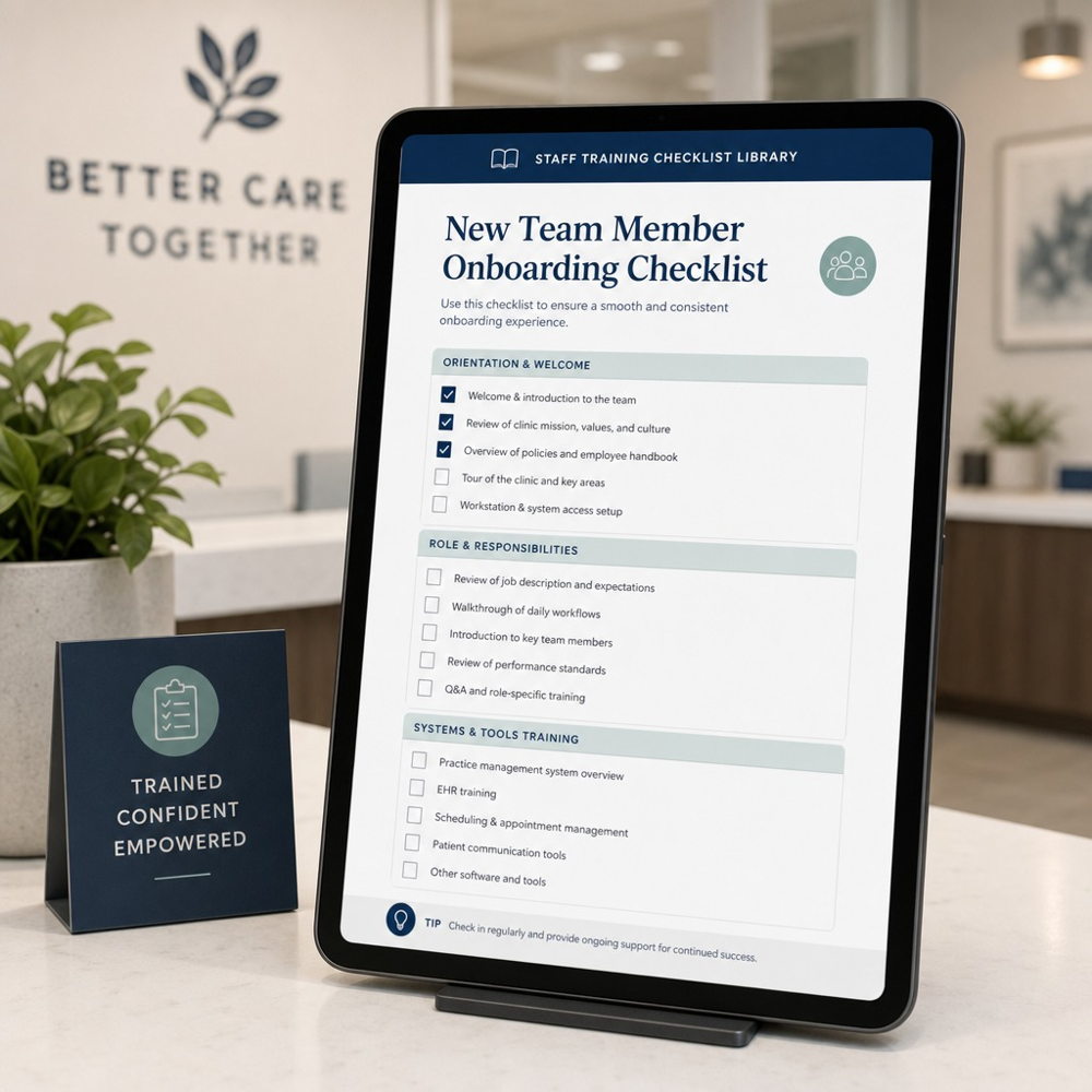 Staff training checklist library